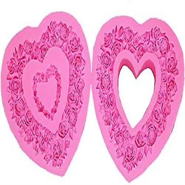 Rose Garland Heart Silicone Fondant Mold For Wedding Valentine's Gift Chocolate Carousel 5