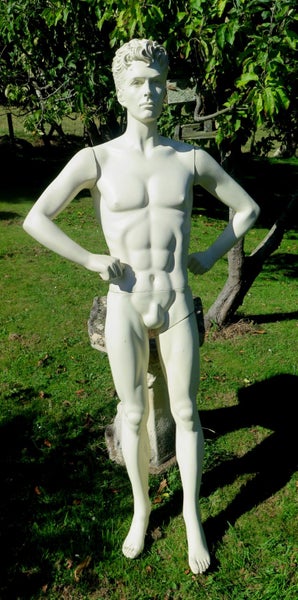 TALL WHITE EX SHOP DISPLAY MALE MANNEQUIN WITH MOULDED HAIR (1.92CM) Carousel 1