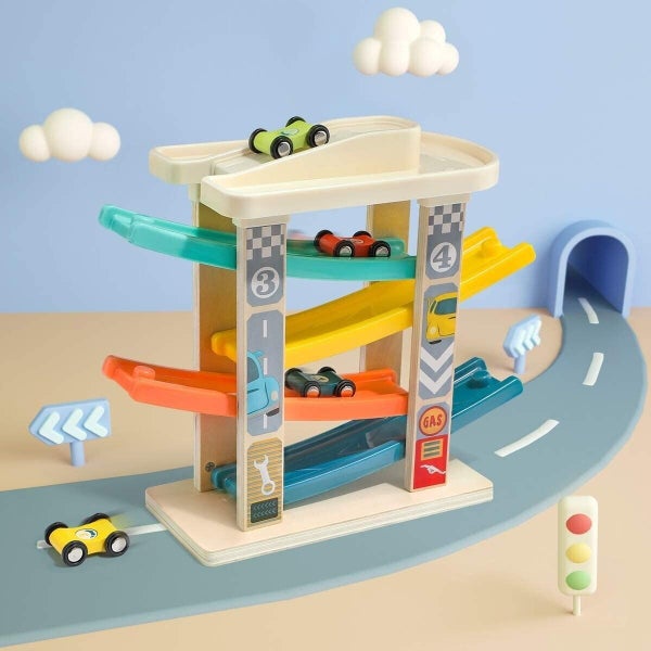 Colourful Top Bright Toy Car Toddler Educational Race Track withMini Car Carousel 9