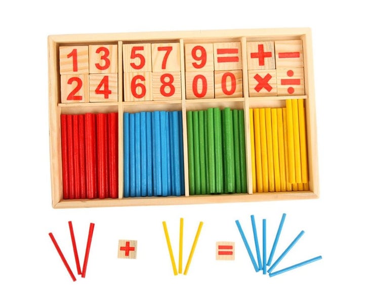 Counting Sticks Calculation Math Learning Toy with Wooden Counting Cards an Carousel 1