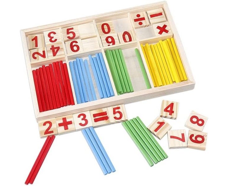 Counting Sticks Calculation Math Learning Toy with Wooden Counting Cards an Carousel 4