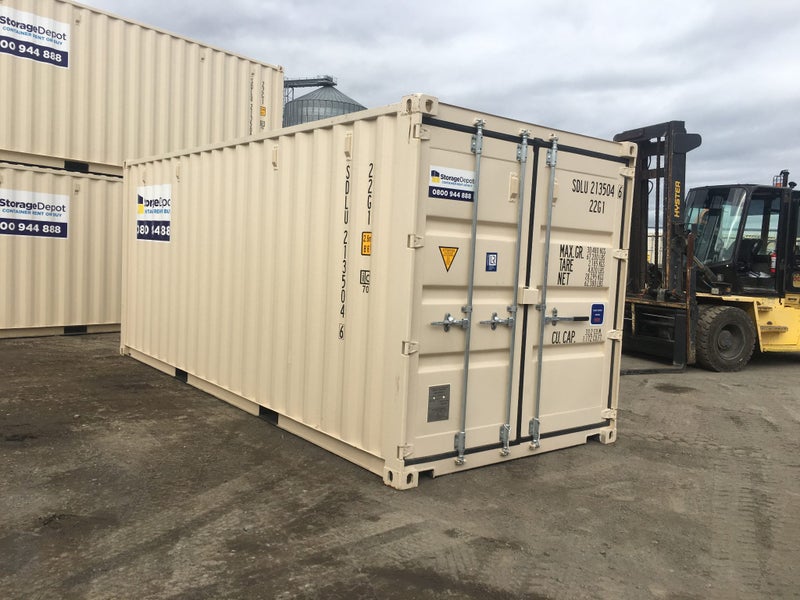 20 ft Std New Build Shipping Container Beige or Black- Green Carousel 1