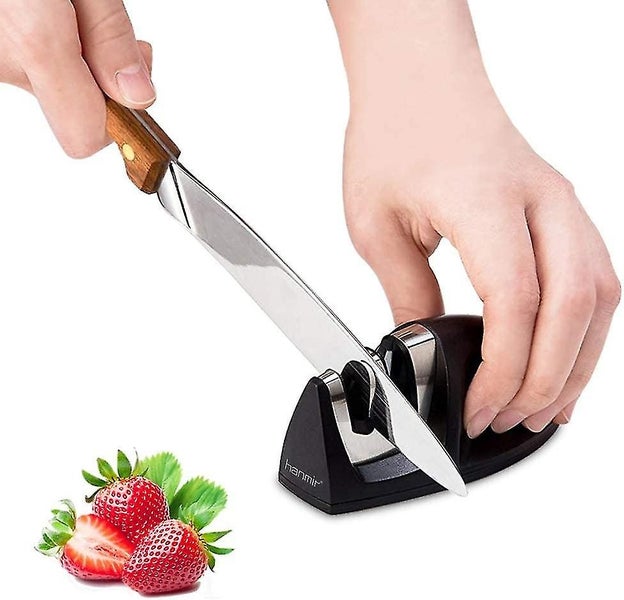 2 in 1 Professional Manual Kitchen Knife Sharpener - Stainless Steel and Ceramic Carousel 1