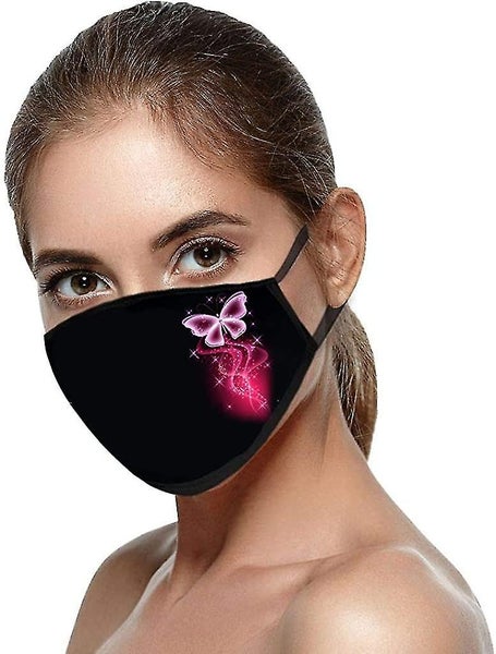 50pcs Ladies Fashion 3d Butterfly Printing Face Shield, Replaceable Cloth Carousel 1
