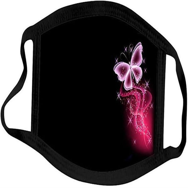 50pcs Ladies Fashion 3d Butterfly Printing Face Shield, Replaceable Cloth Carousel 2