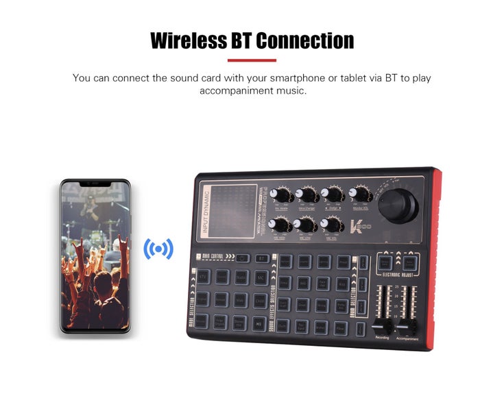 Muslady K300 Live Sound Card External Voice Changer Audio Mixer Kit Built-i Carousel 5