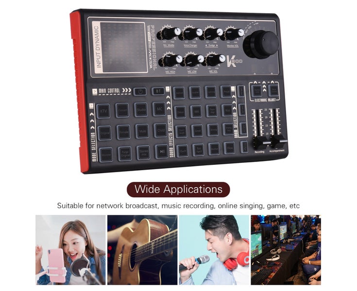 Muslady K300 Live Sound Card External Voice Changer Audio Mixer Kit Built-i Carousel 2