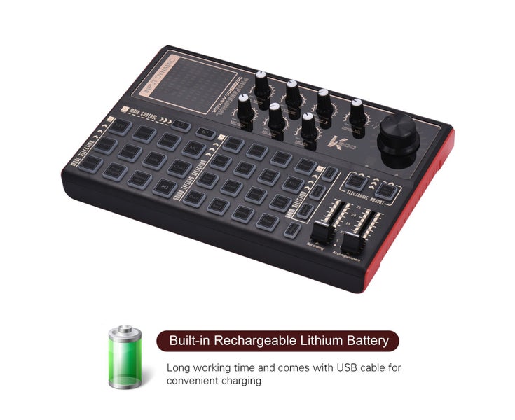 Muslady K300 Live Sound Card External Voice Changer Audio Mixer Kit Built-i Carousel 1