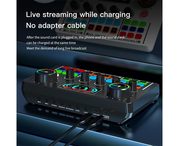 Live Sound Card Audio Recording Desktop Singing Sound Card Mixer BT Wireles Carousel 2