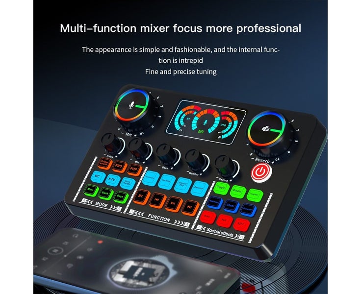 Live Sound Card Audio Recording Desktop Singing Sound Card Mixer BT Wireles Carousel 1