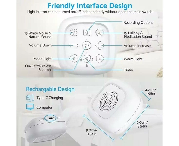 Wireless White Noise Machine Portable Sound Machine 30 Sounds Sleeping Aid Carousel 2