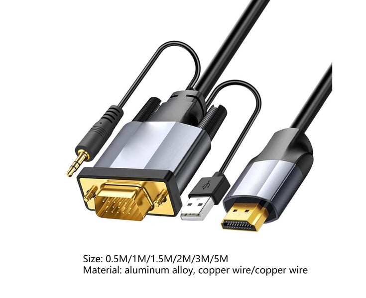 Adapter Cable 1080P Plug Play VGA to HDMI Converter Cord with Audio for Monitor Carousel 1