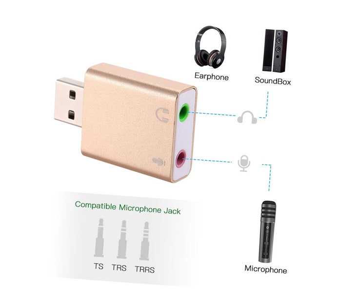 Aluminum alloy USB External Stereo Sound Adapter USB Audio Sound Card Virtu Carousel 2