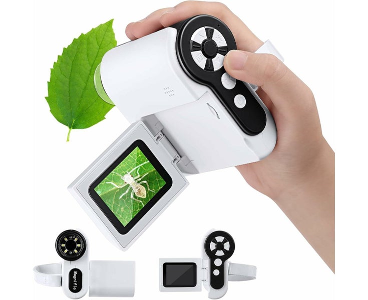 1000X Handheld Kids Microscope withLED Lights, 2'' LCD Screen Portable M Carousel 1