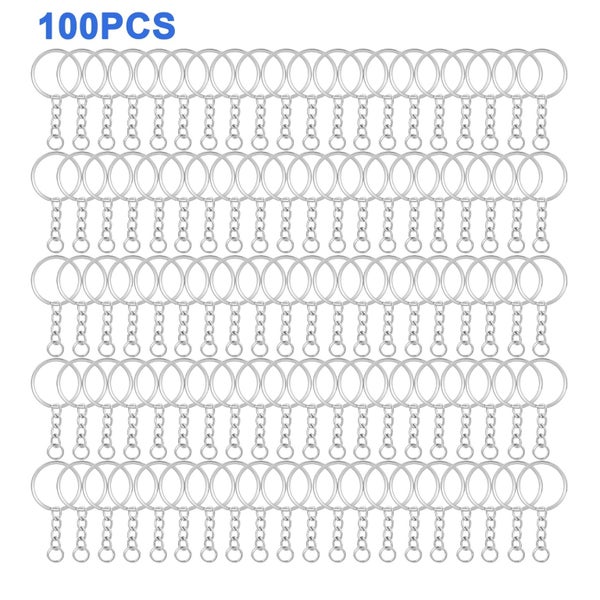 100pcs Keychain Rings, 2'' Split Keyrings with Chain and Jump Ring for DIY, Carousel 1