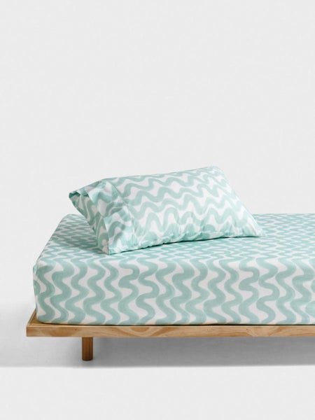 Linen House Kids Wiggle Wiggle Fitted Sheet + Pillowcase Set - Single Carousel 1