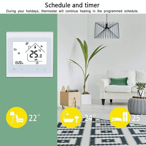 Wifi Lcd Digital Room Thermostat For Water Heating 3A Load Time Display Carousel 19