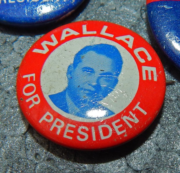 George WALLACE, Le May, McGovern, & Dewey VARIOUS Political PIN BACKS Pogs Pins Carousel 2