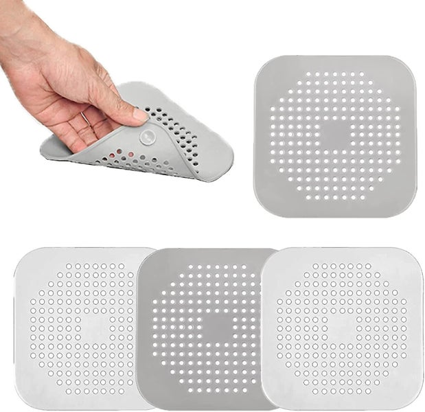 4pcs Hair Catcher For Showers, Silicone Shower Drain Covers Sink Filter Drain St Carousel 1