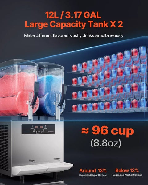 New Commercial Slushie Machine 2x12L Margarita Smoothie Frozen Drink Maker Carousel 2