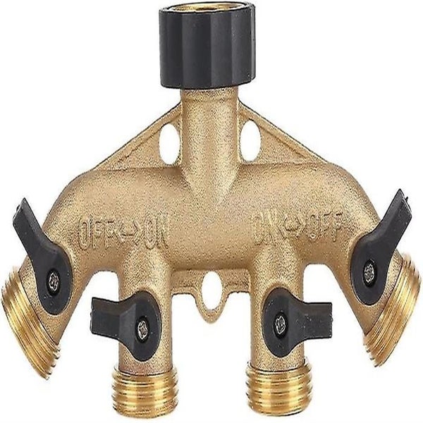 4-way Brass Garden Hose Diverter 3/4" Faucet Diverter Stop Connector Hose Connec Carousel 1