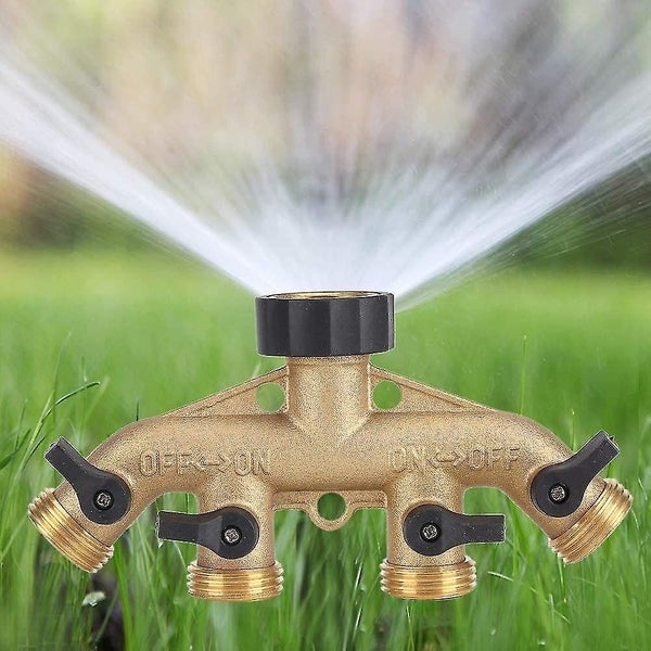 4-way Brass Garden Hose Diverter 3/4" Faucet Diverter Stop Connector Hose Connec Carousel 2
