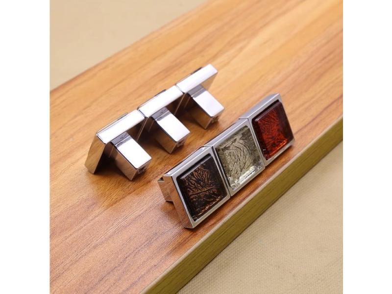 4Pcs Square Crystal Textured Knob Cabinet Closet Cupboard Drawer Door Pull Carousel 1