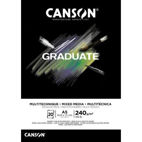 CANSON Graduate Mixed Media Black A5 240gsm 20 Sheets Carousel 1