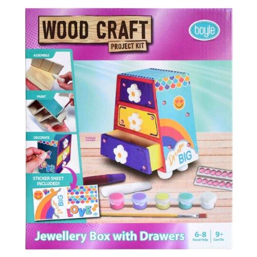Boyle Jewellery Box With Drawers Wood Craft Project Kit Carousel 1