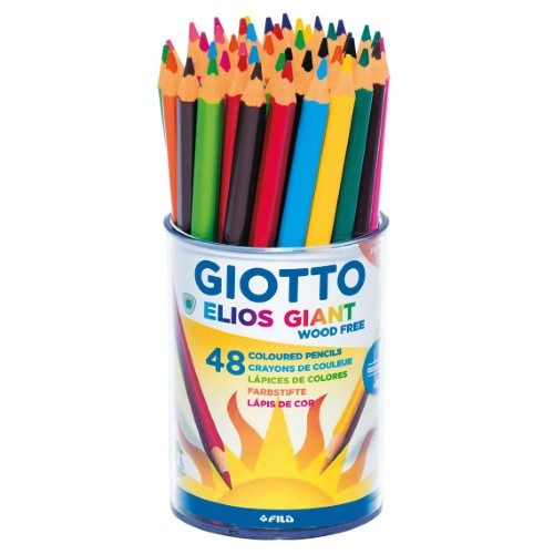 Giotto Elios Giant Woodfree Assorted Colouring Pencils Pot of 48 Carousel 1
