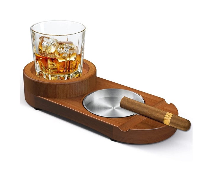 Luxury Whiskey Glass Tray with Cigar HolderGift Set Cigar Punch Cutter Carousel 1