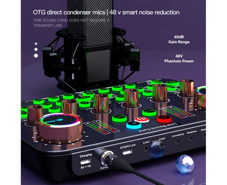 Desktop Singing Sound Card K600: 48V Phantom Power, OTG Digital Lossless Tr Carousel 2