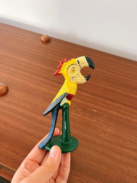 Vintage John Wright? Cast Iron Parrot Bottle Opener Carousel 2