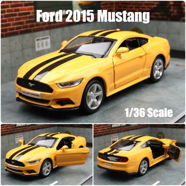1/36 Ford Mustang GT Toy Car Model RMZ CiTY Diecast Sport Vehicle, Yellow Carousel 1