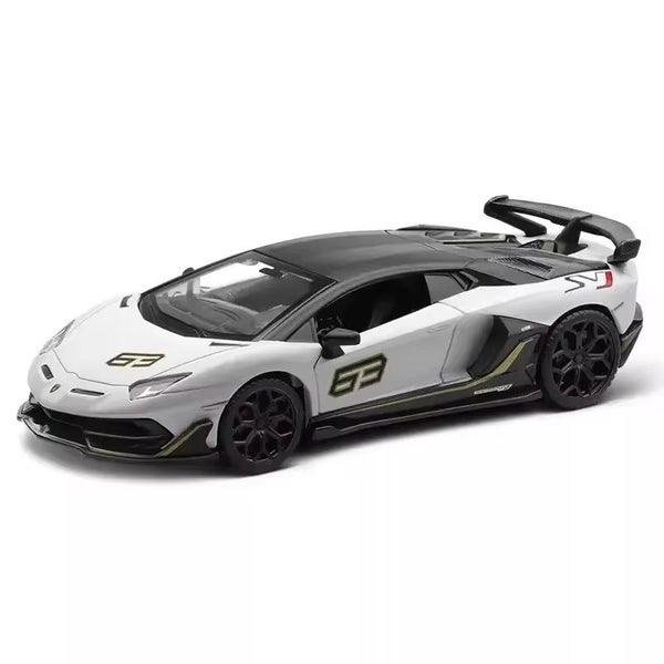 1:32 Lamborghini Aventador SVJ63 Huracan Car Model Toy Alloy Diecast, White Carousel 1