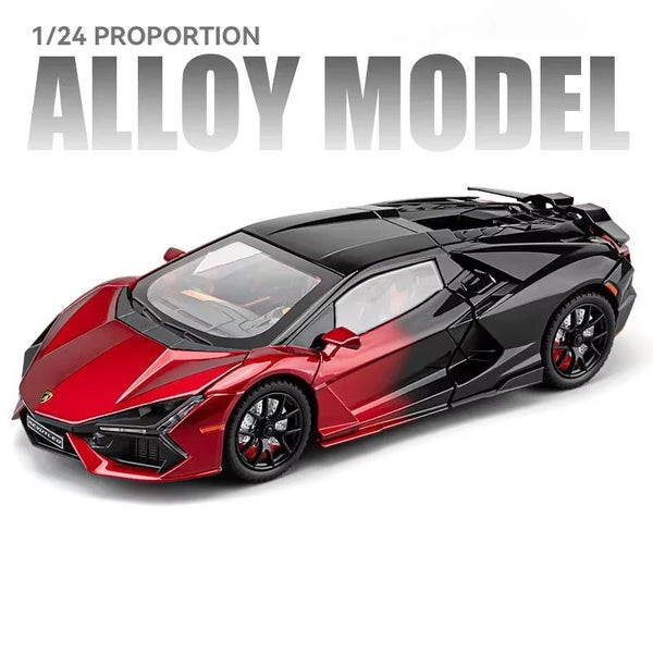 1:24 Lambor Revuelto Sports Car Model Toy Diecast Alloy Light Music, Red Carousel 2