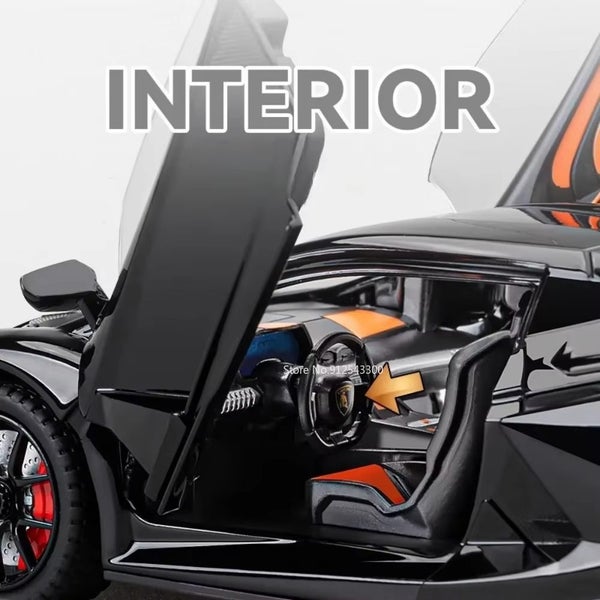 1:24 Lambor Revuelto Sports Car Model Toy Diecast Alloy Light Music, Red Carousel 5