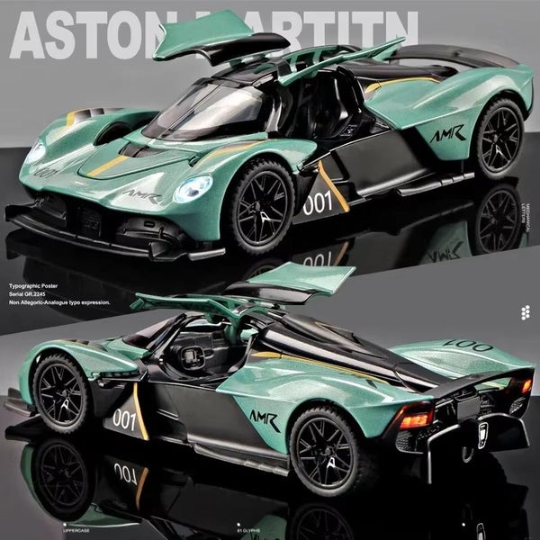 1:32 Valkyrie Supercar Alloy Car Model Sound and Light Pull Back, Green Carousel 2