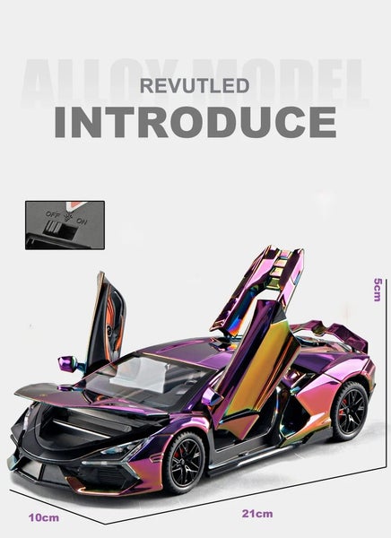 1:24 Lamborghini Revuelto Electroplate Alloy Model Car Toy Diecasts, Purple Carousel 6