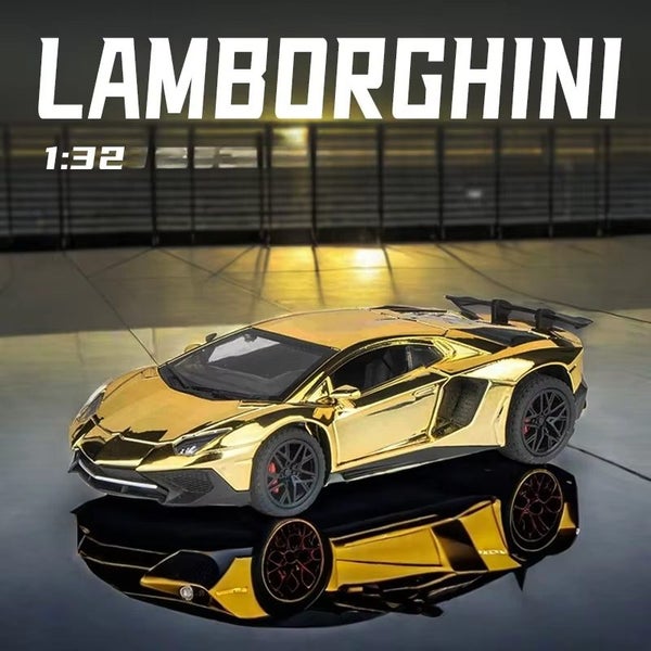 1:32 Electroplated Lamborghini Car Model with Sound Light Diecast, Gold w/box Carousel 2