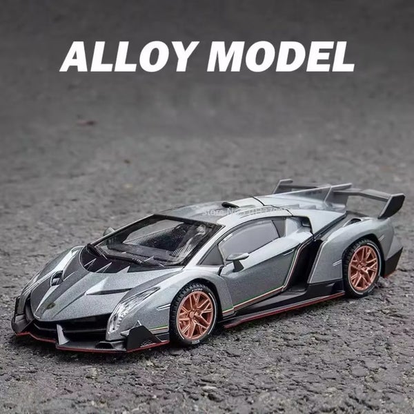 1/24 Veneno Alloy Cars Model Metal Die Casting With Sound Light, Grey Carousel 1