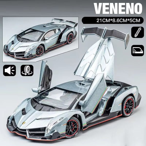 1/24 Veneno Alloy Cars Model Metal Die Casting With Sound Light, Grey Carousel 5