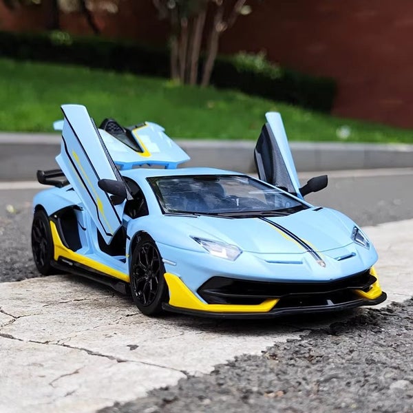 1:24 Lamborghinis Aventador Diecasts Metal Casting Sound and Light, Blue Carousel 1