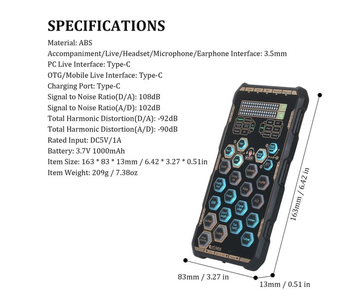 Live Sound Card Handheld Outdoor Portable DSP Sound Card Effect Device Audi Carousel 6