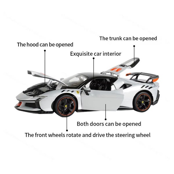 1:18 Ferrari SF90 XX Stradale Sport Car Static Simulation DieCast Vehicle, White Carousel 2