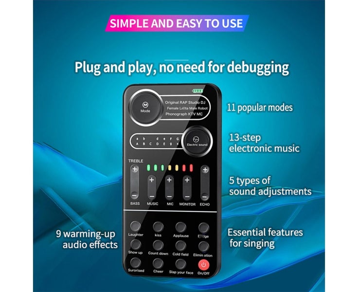 Voice Changer Portable External Live Sound Card Set withSound Effects Co Carousel 2