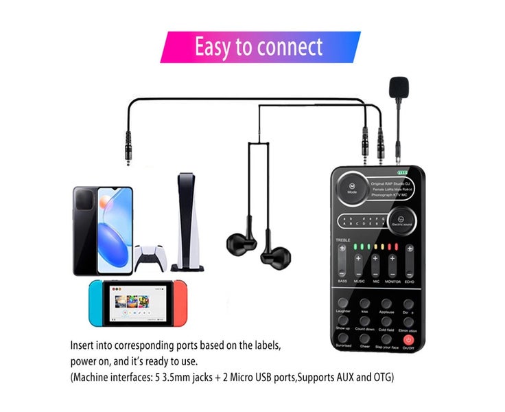 Voice Changer Portable External Live Sound Card Set withSound Effects Co Carousel 6