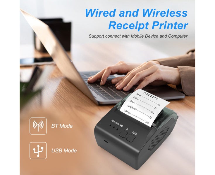 58mm Portable Mini Thermal Receipt Printer USBBT Connectioninches Wir Carousel 6
