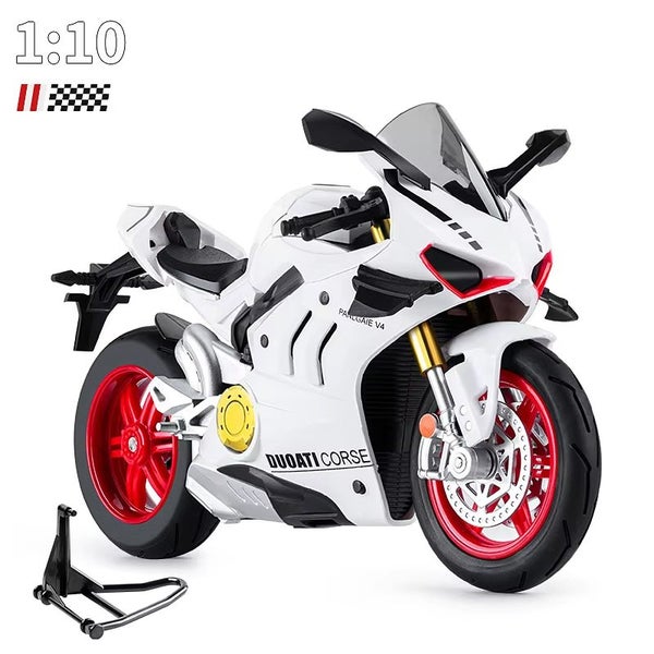 1:10 Ducati V4S S1000RR H2R Alloy Die Cast Motorcycle Model Vehicle, V4S White Carousel 1
