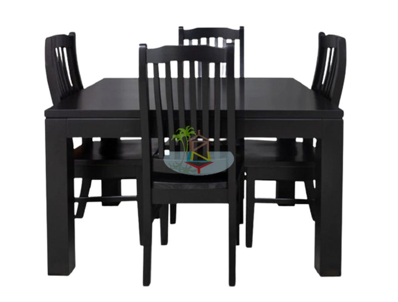 PurePine# NZ Pine Dining Suite | 1M Square Table&4 Chairs | Black color Carousel 2